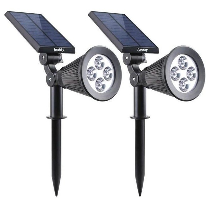 Spot solaire extérieur étanche - LUMISKY - 4 LEDs blanches - 200 Lm - Tete pivotante a 90°C