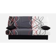 Canapé convertible clic clac 3 places - Tissu motif Graffiti rouge &