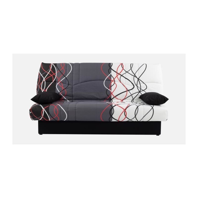 Canapé convertible clic clac 3 places - Tissu motif Graffiti rouge &