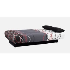 Canapé convertible clic clac 3 places - Tissu motif Graffiti rouge &