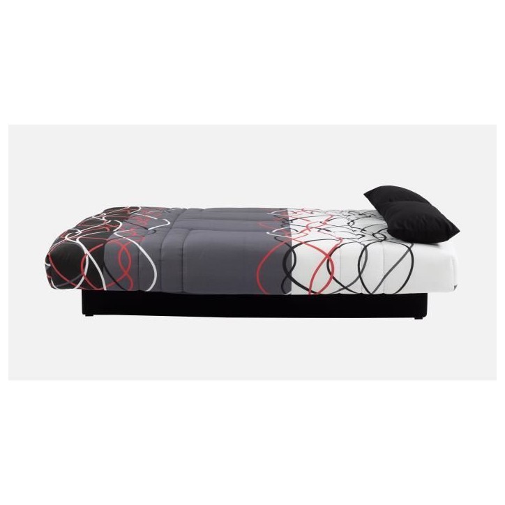 Canapé convertible clic clac 3 places - Tissu motif Graffiti rouge & noir - L 190 x P 92 cm - DREAM - Style Contemporain Canapé convertible clic clac 3 places - Tissu motif Graffiti rouge & noir - L 190 x P 92 cm - DREAM - Style Contemporain