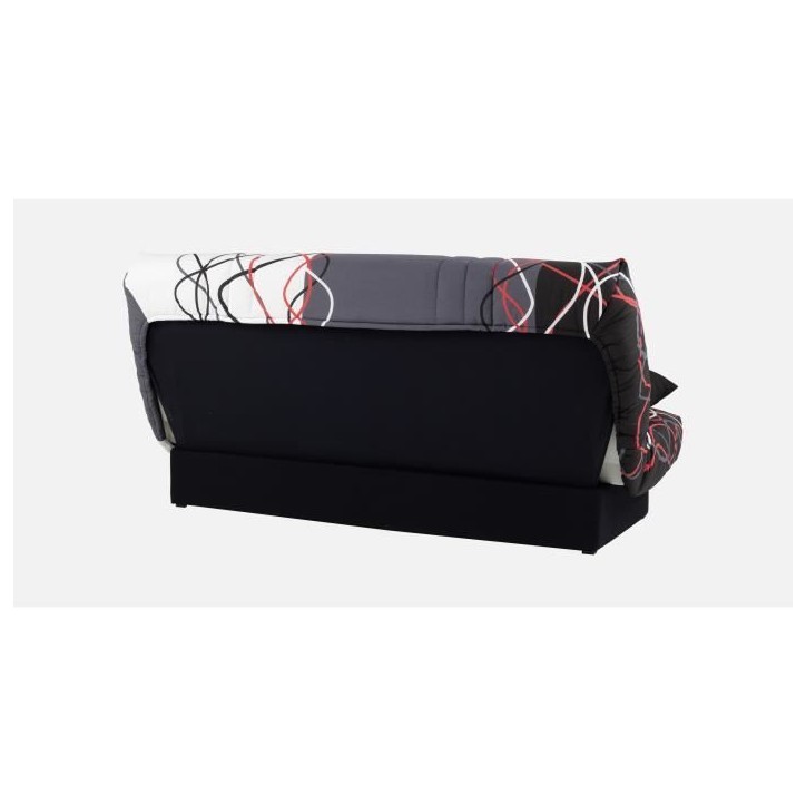 Canapé convertible clic clac 3 places - Tissu motif Graffiti rouge & noir - L 190 x P 92 cm - DREAM - Style Contemporain Canapé convertible clic clac 3 places - Tissu motif Graffiti rouge & noir - L 190 x P 92 cm - DREAM - Style Contemporain