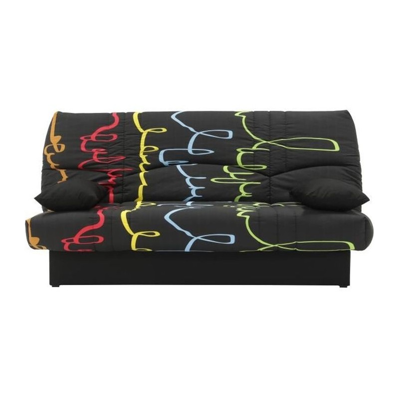 Canapé convertible clic clac 3 places - Tissu motif Graffiti - L 190
