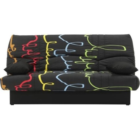 Canapé convertible clic clac 3 places - Tissu motif Graffiti - L 190