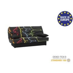 Canapé convertible clic clac 3 places - Tissu motif Graffiti - L 190