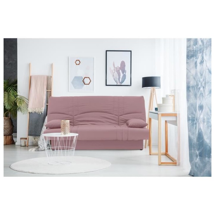 Canapé convertible clic clac 3 places - Tissu Rose - L 190 x P 92 cm - DREAM - Style Contemporain
