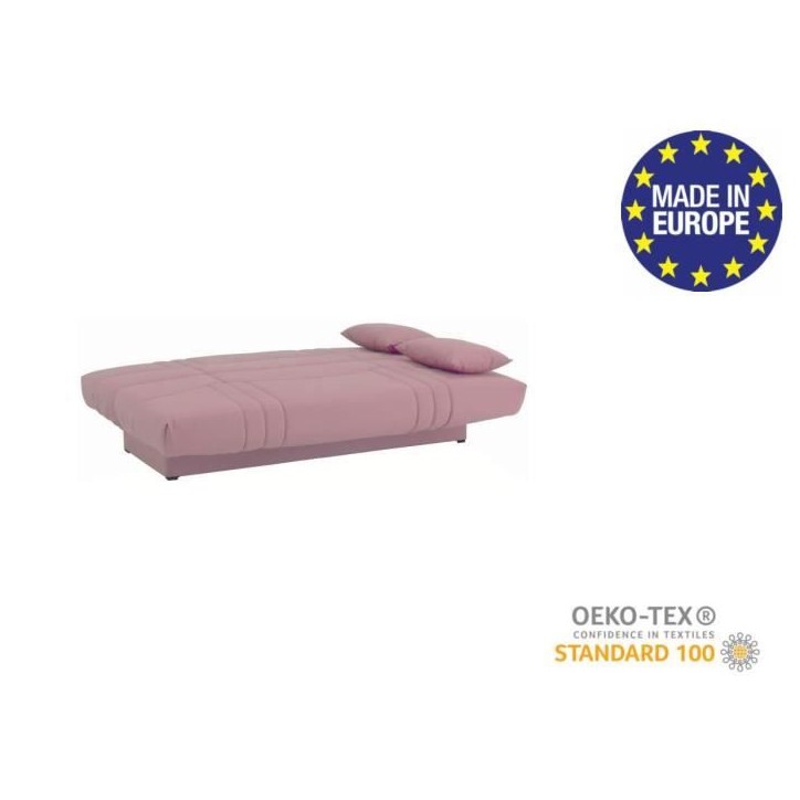 Canapé convertible clic clac 3 places - Tissu Rose - L 190 x P 92 cm - DREAM - Style Contemporain