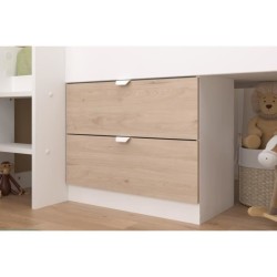 PARISOT SLIDE - Lit toboggan enfant - Décor Blanc et Chene Jackson -