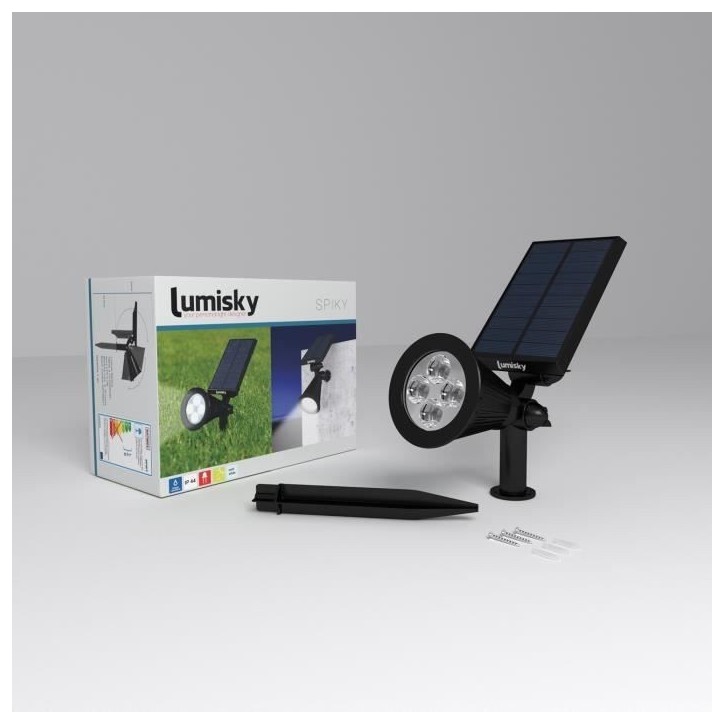 Spot solaire extérieur étanche - LUMISKY - 4 LEDs blanches - 200 Lm - Tete pivotante a 90°C