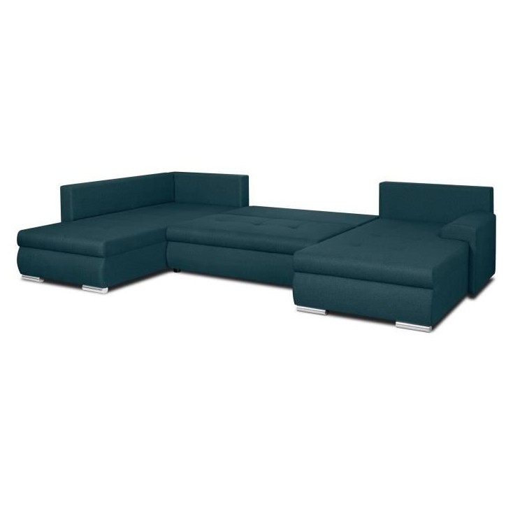 Canapé d'angle panoramique convertible -7 places - INDIAN - Tissu 100% polyester - Bleu canard - 360 x 228 cm Canapé d'angle panoramique convertible -7 places - INDIAN - Tissu 100% polyester - Bleu canard - 360 x 228 cm