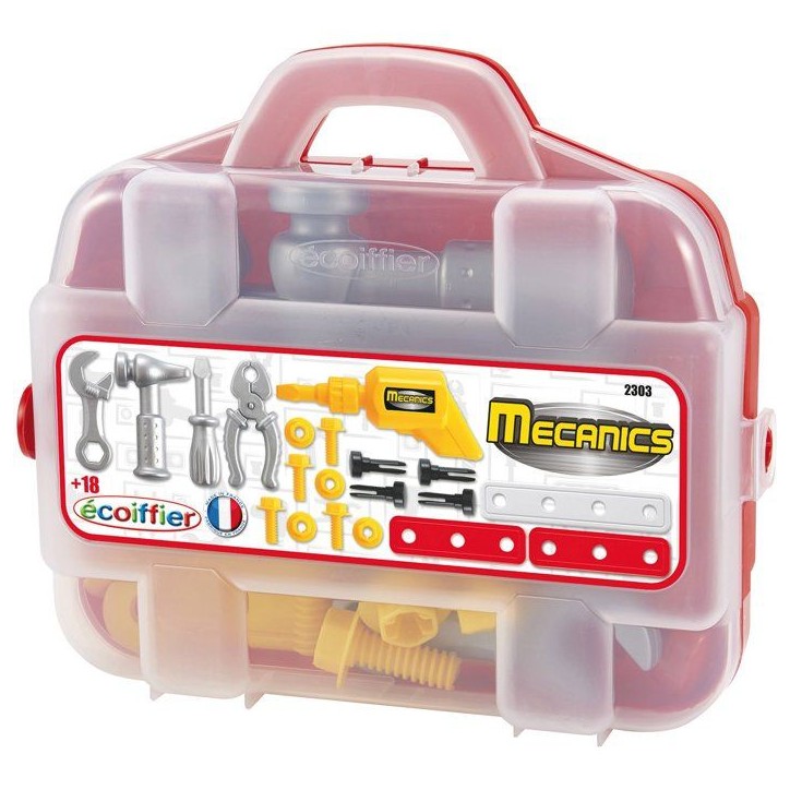 ECOIFFIER Mecanics 2303 - Valisette Mécanique 25,5 cm - 18 mois - Pour Bricoler Partout