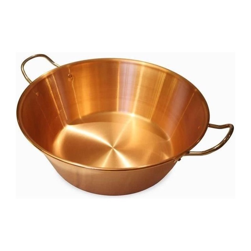 BAUMALU Bassine a confiture cuivre 38 cm 12/10eme anses inox - 9 litre BAUMALU Bassine a confiture cuivre 38 cm 12/10eme anses inox - 9 litre