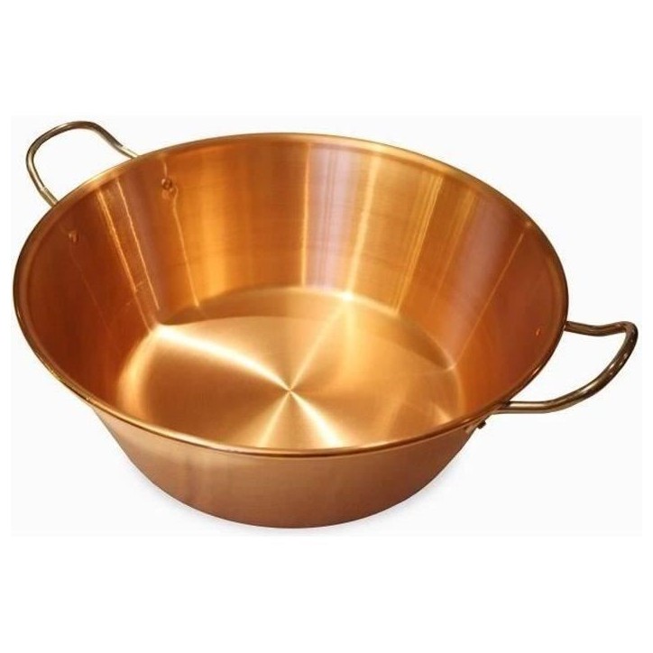 BAUMALU Bassine a confiture cuivre 38 cm 12/10eme anses inox - 9 litres environ BAUMALU Bassine a confiture cuivre 38 cm 12/10eme anses inox - 9 litres environ