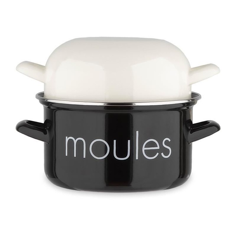 Marmite a moule BAUMALU 20 cm - Décor moules - Couvercle blanc - Noir Marmite a moule BAUMALU 20 cm - Décor moules - Couvercle blanc - Noir