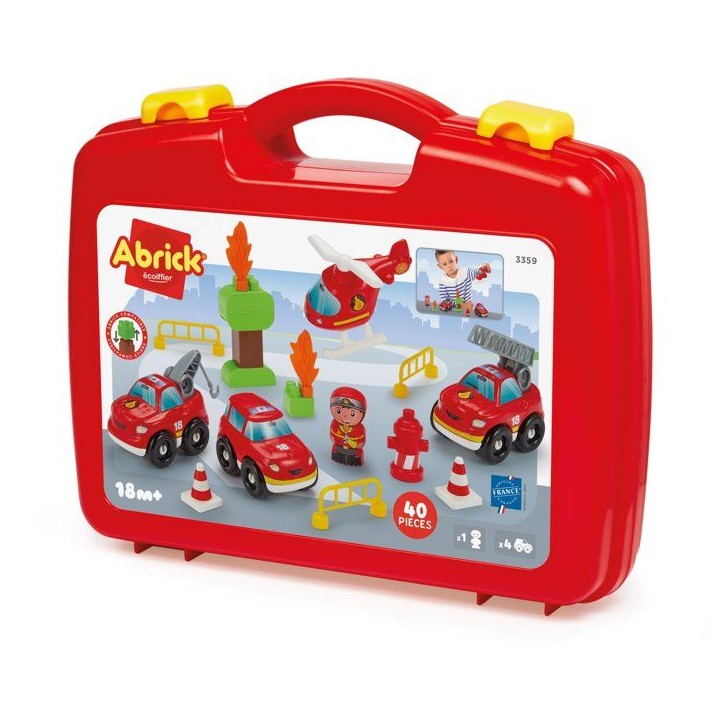 ECOIFFIER Abrick 3359 - Malette Véhicule Pompier - 18 mois - au Feu !