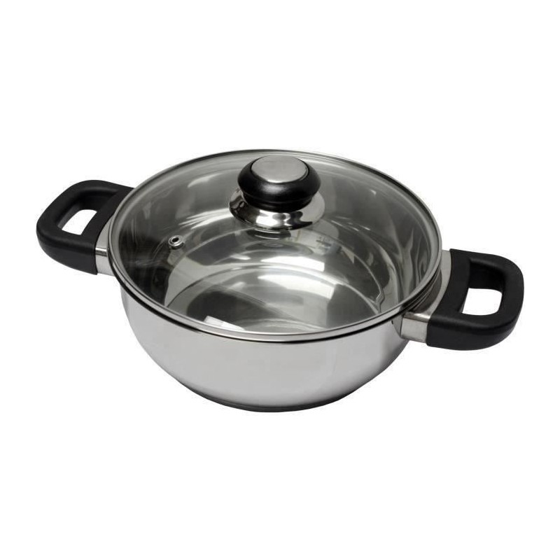 BAUMALU 331974 Faitout 24 cm inox + couvercle verre Saphir bakélite BAUMALU 331974 Faitout 24 cm inox + couvercle verre Saphir bakélite
