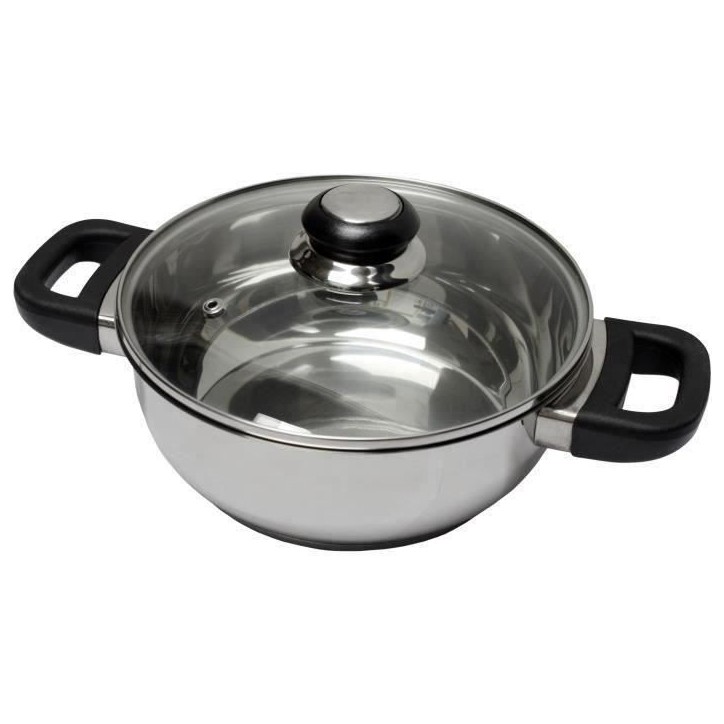 BAUMALU 331974 Faitout 24 cm inox + couvercle verre Saphir bakélite BAUMALU 331974 Faitout 24 cm inox + couvercle verre Saphir bakélite