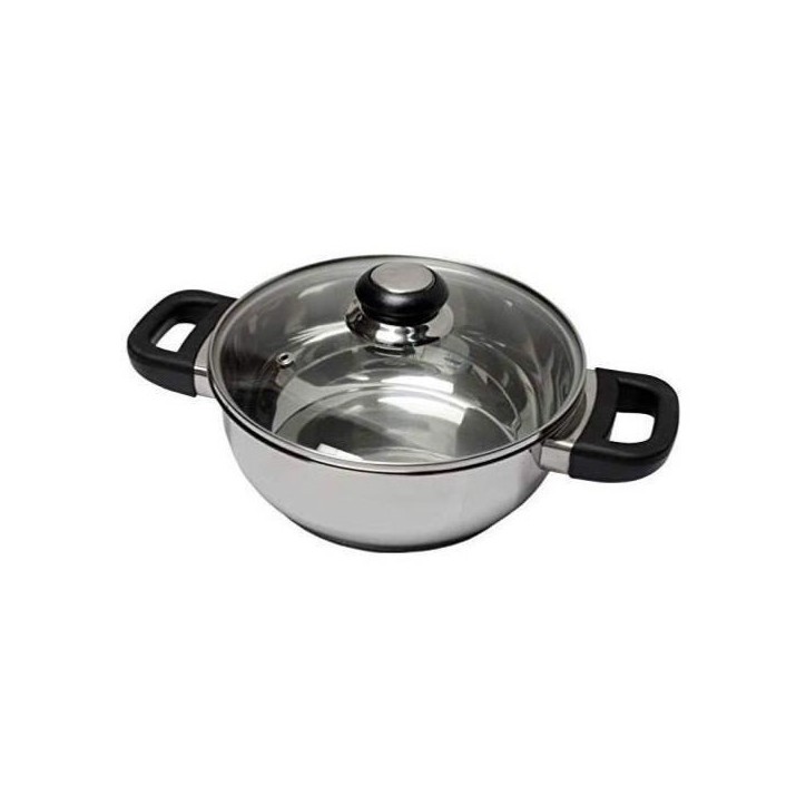 BAUMALU 331974 Faitout 24 cm inox + couvercle verre Saphir bakélite BAUMALU 331974 Faitout 24 cm inox + couvercle verre Saphir bakélite