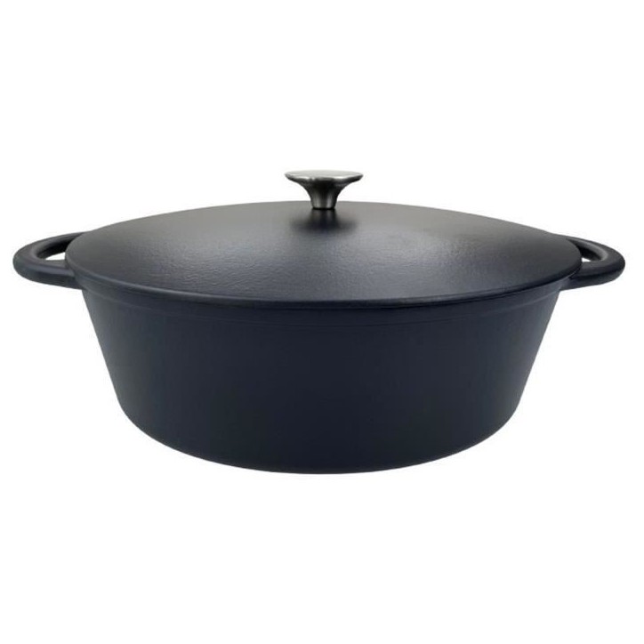Cocotte en fonte - BAUMALU - 336408 - Ovale 33 cm - Noir mat