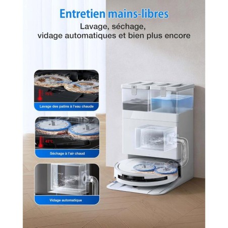 ECOVACS DEEBOT T50 OMNI Gen3 - Aspirateur Robot Laveur - Brosse latérale et Patin Extensibles - 25 000 Pa - Lavage 75 °C - Ult