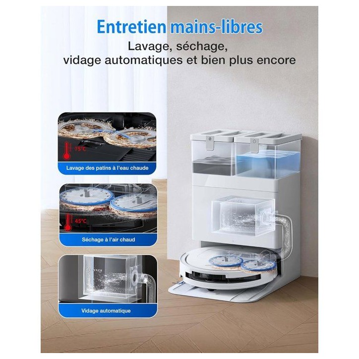 ECOVACS DEEBOT T50 OMNI Gen3 - Aspirateur Robot Laveur - Brosse latérale et Patin Extensibles - 25 000 Pa - Lavage 75 °C - Ult ECOVACS DEEBOT T50 OMNI Gen3 - Aspirateur Robot Laveur - Brosse latérale et Patin Extensibles - 25 000 Pa - Lavage 75 °C - Ult