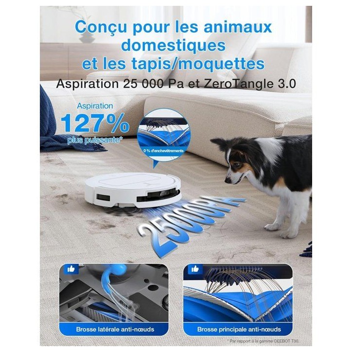 ECOVACS DEEBOT T50 OMNI Gen3 - Aspirateur Robot Laveur - Brosse latérale et Patin Extensibles - 25 000 Pa - Lavage 75 °C - Ult ECOVACS DEEBOT T50 OMNI Gen3 - Aspirateur Robot Laveur - Brosse latérale et Patin Extensibles - 25 000 Pa - Lavage 75 °C - Ult