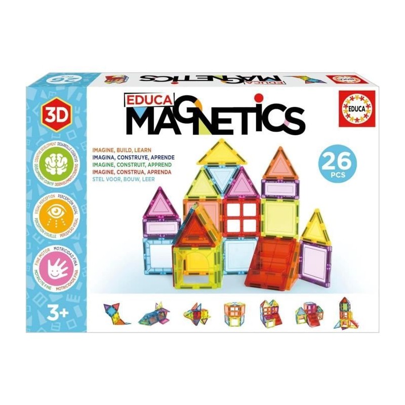 Jeu éducatif - EDUCA Magnetics - Construction 3D magnétique avec 26