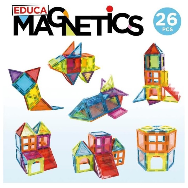 Jeu éducatif - EDUCA Magnetics - Construction 3D magnétique avec 26 pieces pour stimuler la créativité des enfants