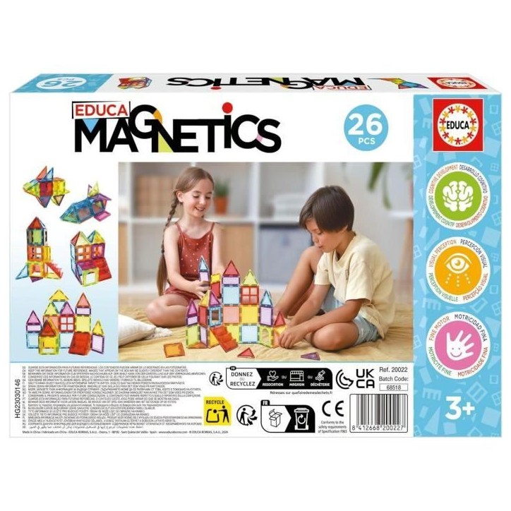 Jeu éducatif - EDUCA Magnetics - Construction 3D magnétique avec 26 pieces pour stimuler la créativité des enfants