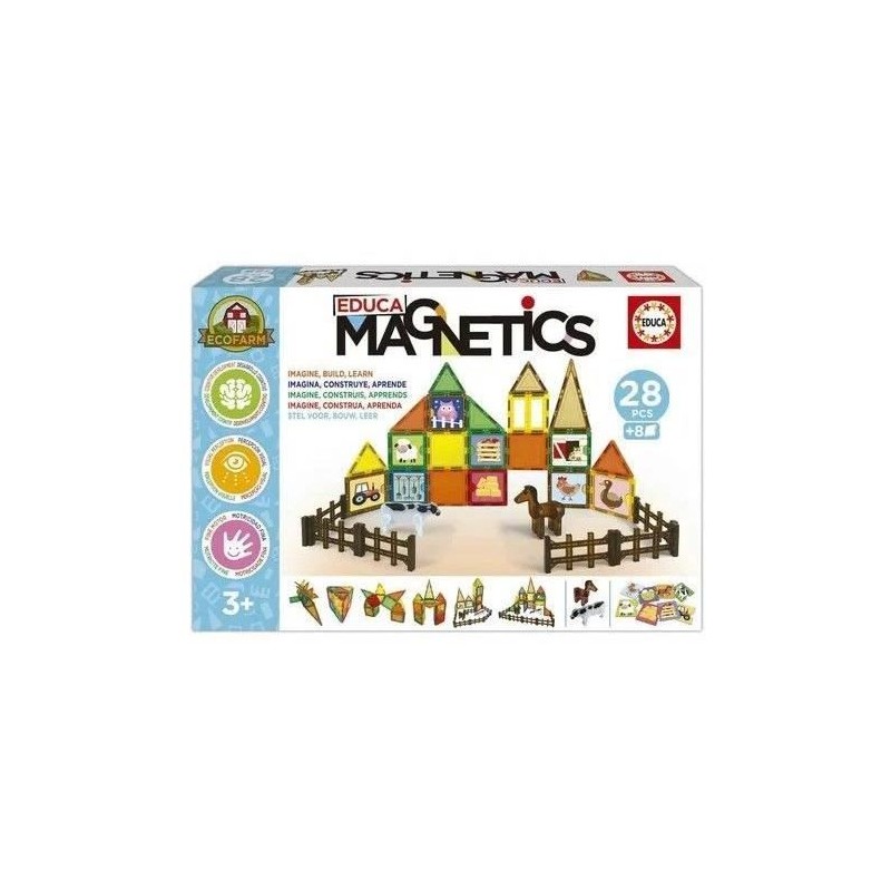 Magnetics Ecoferme - Jeu de construction - EDUCA - 28 pieces magnétiq