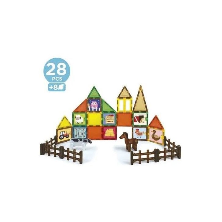 Magnetics Ecoferme - Jeu de construction - EDUCA - 28 pieces magnétiques, 2 animaux, 8 cartes - Des 3 ans Magnetics Ecoferme - Jeu de construction - EDUCA - 28 pieces magnétiques, 2 animaux, 8 cartes - Des 3 ans