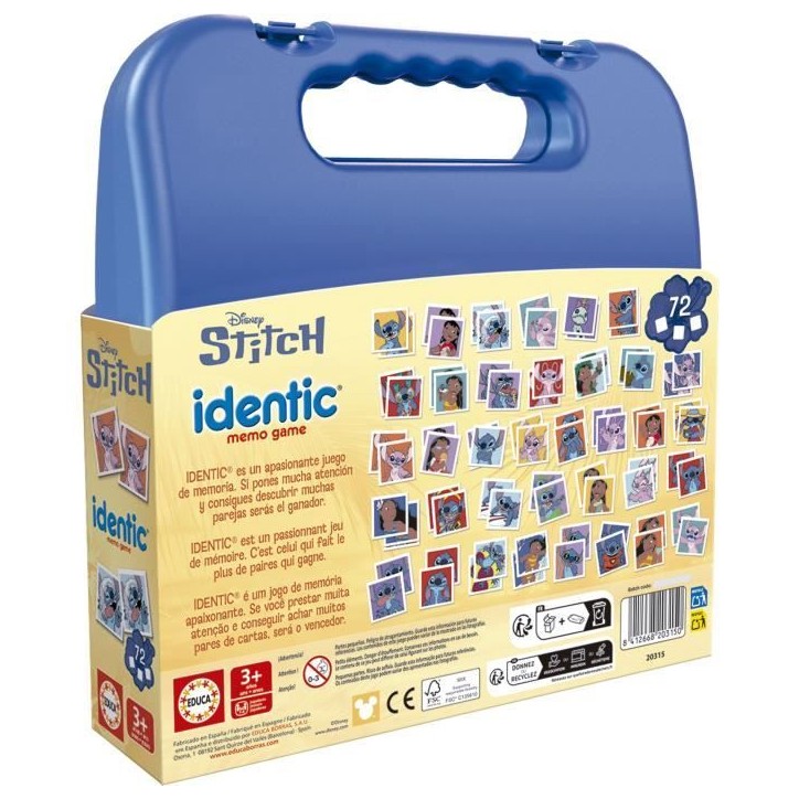 Identic Stitch - Jeu de mémoire - EDUCA - 72 cartes, développe mémoire et attention - Des 3 ans Identic Stitch - Jeu de mémoire - EDUCA - 72 cartes, développe mémoire et attention - Des 3 ans
