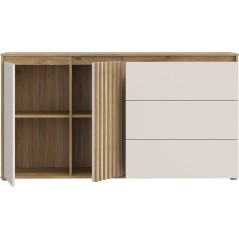 Buffet ELISTON - Blanc Mat & Chene – 2 Portes + 3 Tiroirs – L 159,