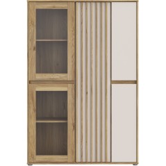 Meuble de Rangement Bibliotheque - ELISTON - FORTE - Blanc Mat & Chene