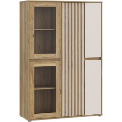 Meuble de Rangement Bibliotheque - ELISTON - FORTE - Blanc Mat & Chene