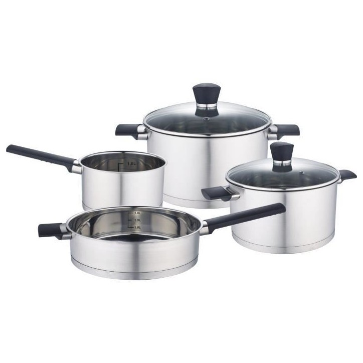 Batterie de cuisine - Tous feux dont induction - Baumalu - Acier inoxydable - 6 pieces - Inox - Gris