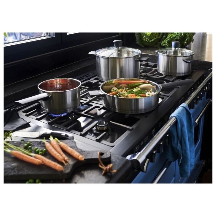 Batterie de cuisine - Tous feux dont induction - Baumalu - Acier inoxydable - 6 pieces - Inox - Gris