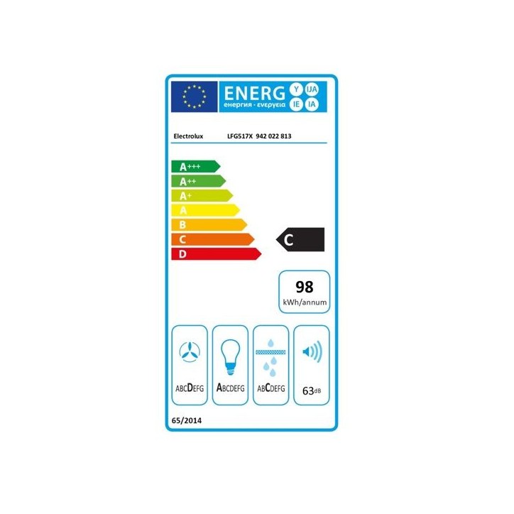 Groupe filtrant - ELECTROLUX - LFG517X - 70 cm - Eclairage LED - Débit 705 m3/h Groupe filtrant - ELECTROLUX - LFG517X - 70 cm - Eclairage LED - Débit 705 m3/h