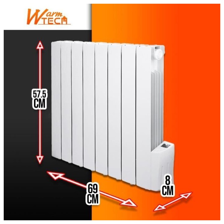 Radiateur électrique a inertie fluide - 1200W - WARM TECH - 230V - Jusqu'a 50m3 - Blanc Radiateur électrique a inertie fluide - 1200W - WARM TECH - 230V - Jusqu'a 50m3 - Blanc