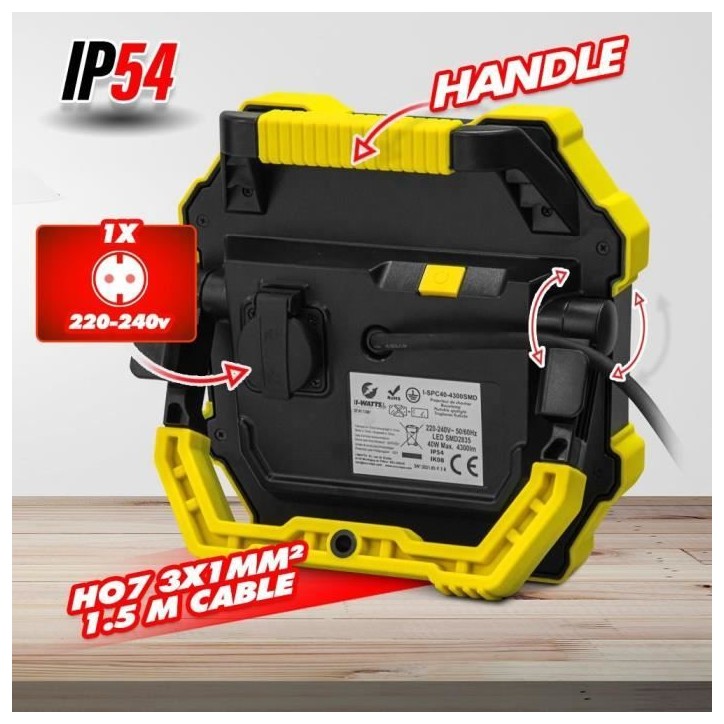 Projecteur Led - I-Watts - I-SPC50-4500SMD - 50 W - 4500 lumens Projecteur Led - I-Watts - I-SPC50-4500SMD - 50 W - 4500 lumens