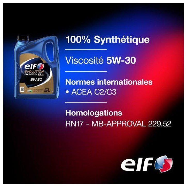 Huile moteur - ELF - Evolution Full-Tech RPX 5W-30 - 5L Huile moteur - ELF - Evolution Full-Tech RPX 5W-30 - 5L