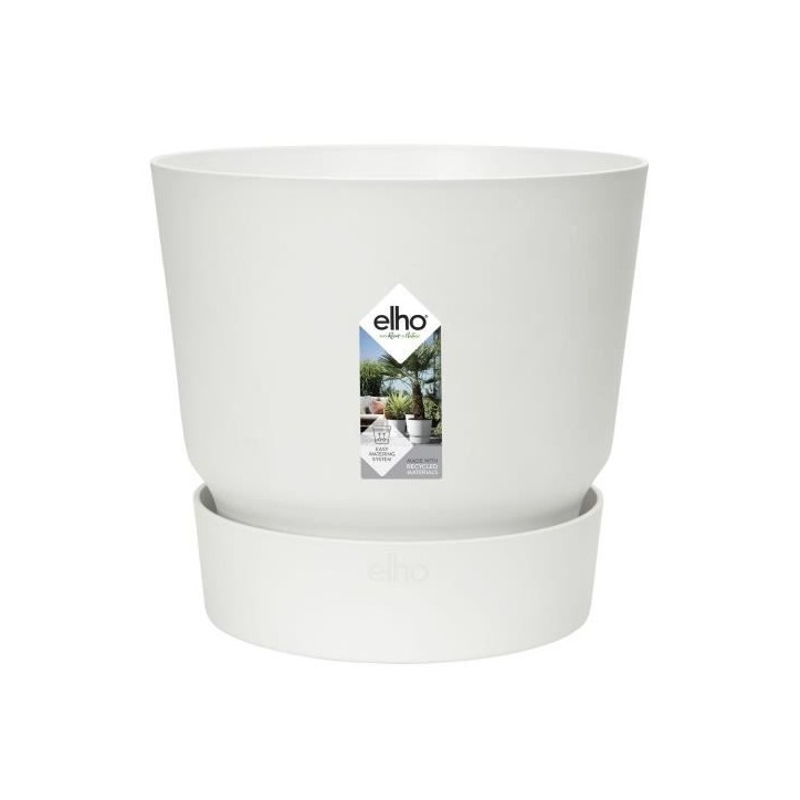 ELHO Pot de fleurs rond Greenville 25 - Extérieur - Ø 24,48 x H 23,31 cm - Blanc ELHO Pot de fleurs rond Greenville 25 - Extérieur - Ø 24,48 x H 23,31 cm - Blanc