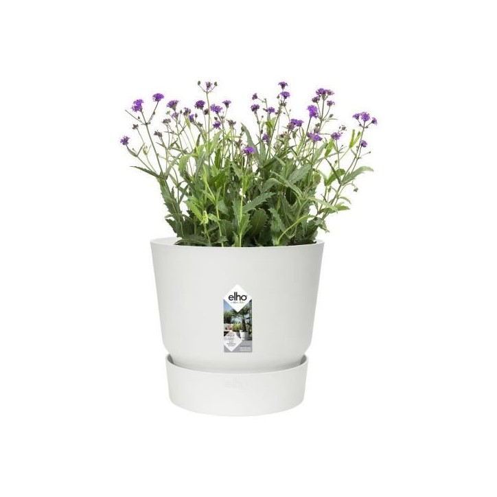 ELHO Pot de fleurs rond Greenville 30 - Extérieur - Ø 29,5 x H 27,8 cm - Blanc