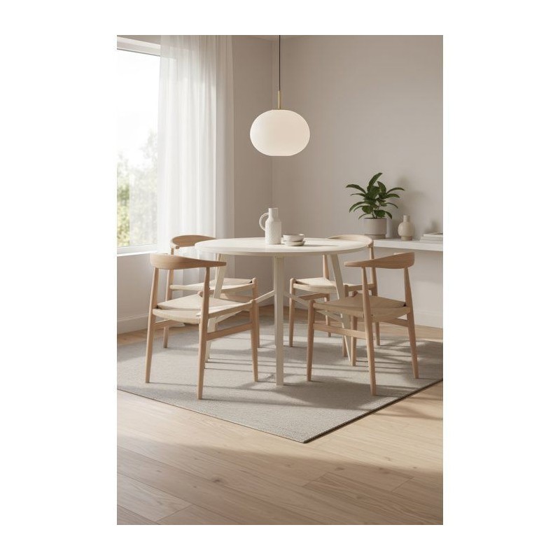 Table a Manger ELURU - Beige - Ronde - 4 personnes - 100 x 76 cm