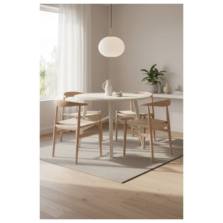 Table a Manger ELURU - Beige - Ronde - 4 personnes - 100 x 76 cm