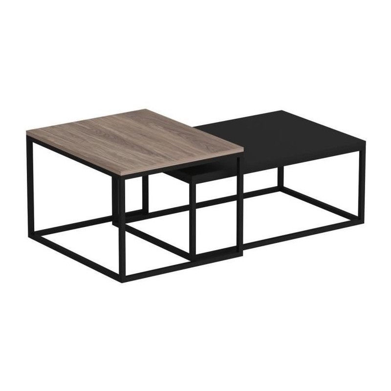 Table basse - LEKA - Rectangulaire - Anhtracite - 72 x 45 x 37 cm