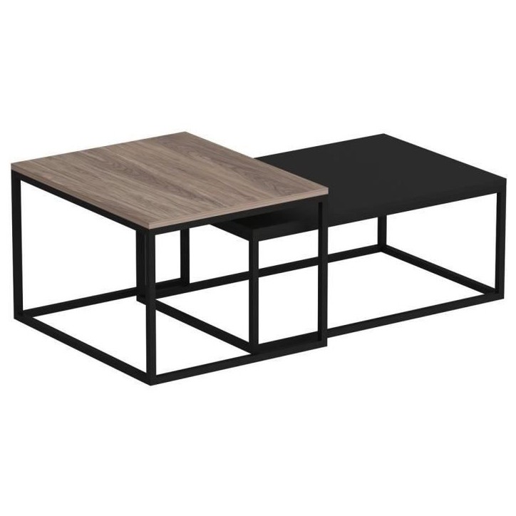 Table basse - LEKA - Rectangulaire - Anhtracite - 72 x 45 x 37 cm