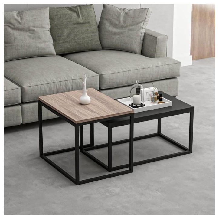 Table basse - LEKA - Rectangulaire - Anhtracite - 72 x 45 x 37 cm