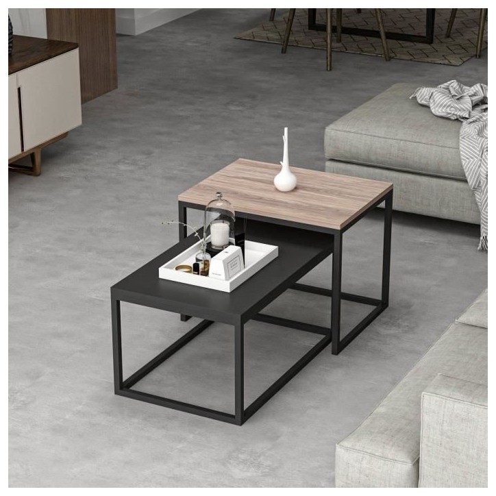 Table basse - LEKA - Rectangulaire - Anhtracite - 72 x 45 x 37 cm