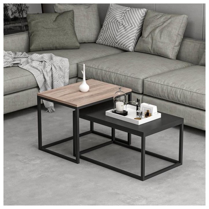 Table basse - LEKA - Rectangulaire - Anhtracite - 72 x 45 x 37 cm